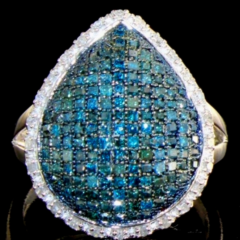 Pear Cut 1.00 ct Fancy Blue Diamond Ring